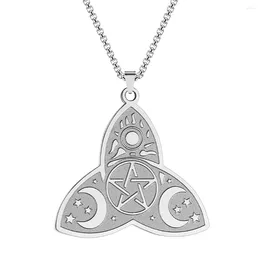 Pendant Necklaces Trend Stainless Steel Triangle Star Moon Sun Charm Women's Necklace Fashion Hip Hop Punk Jewellery Accessories Party Gift