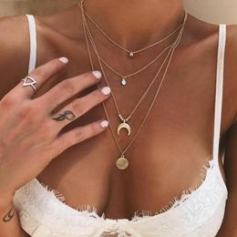 Pendant Necklaces Gold Colour Choker Necklace For Women Long Moon Tassel Chain & Pendants Laces Velvet Chokers Fashion JewelryPendant
