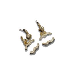 Women Luxury Gold Diamond Stud Earrings Designer Brand Earrings Letters Numbers Romantic Fashion Pearl Earrings Lovers Vintage Accessories Spring Jewellery Gift