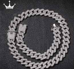 Cadeias de ligação cubana 3 Strasss de linha Iced colares pendentes de pingente de 20 mm de colar de jóias de jóias para homens para homens mulheres