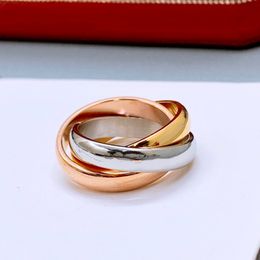 trinity ring charms for woman designer Size 678 for man Couple Tricyclic crossover Gold plated 18K T0P quality highest counter quality exquisite gift 010