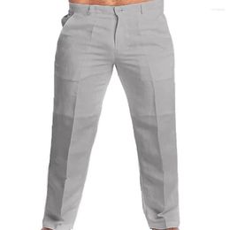 Erkekler Pantolon Boş zaman Düz Renk Uzun Düz Pantolon Mens 2023 İlkbahar Yaz Gündelik Orta Bel Erkekler Sokak Giyim Moda Basit Pantolon