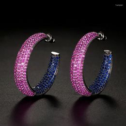 Stud Earrings Zlxgirl Jewellery 35mm Cubic Zirconia Round Wedding Women's Brand Micro Pave Geometric Bijoux Ears Gift