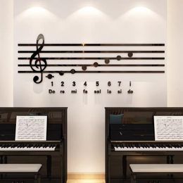 Wall Stickers Piano Notes Acrylic Wall Decal Music Classroom DIY Art Wall Decoration Training Classroom Mirror 3D Decal Home Decoration 230403