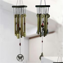 Decorative Objects Figurines Copper 8 Tubes Wind Chimes Hanging Metal Bells Windchime Outdoor Yard Balc Dhka6