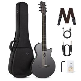 Electric Guitar Smart Carbon Fiber Acoustic 35 Inch with Pickup, Case, Strap, Cable Travel Guitarra Violao