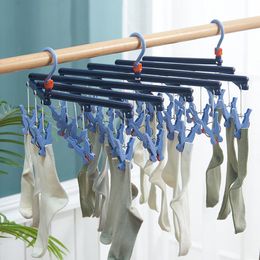 Hangers Racks Folding clothes rack Multifunctional plastic underwear Socks roller clothes rack Household windproof drying clothes rack 230403