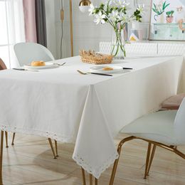 Table Cloth Linen Tablecloth White Lace Waterproof Cover Coffee For Living Room Protection Coat Modern Rectangular