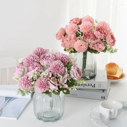 Decorative Flowers 32Cm Big Silk Peony Wedding Hydrangea Bouquet Christmas Wreath Decorate Vase For Home Party Scrapbooking Diy Artificial