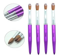 Eval 1PCS 100 Kolinsky Sable Hair Acrylic Nail Brush Professional UV GEL Liquid Powder DIY Nail Drawing Tools 6 12 CX2007178640270