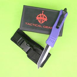 Offerta speciale Viola 7 pollici 616 Mini coltello tattico automatico 440C Nero lama bicolore Manico in lega di zinco-alluminio Coltelli tascabili EDC