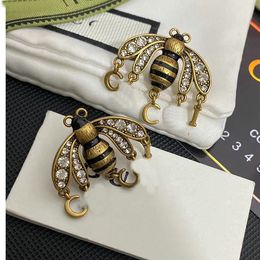 Vintage Bee Letter Diamond Earrings Brand Designer Earrings Jewellery Women Jewellery Accessories Wedding Party Gift