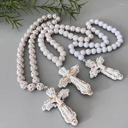 Pendant Necklaces GS66 Cross Resin Paintings Exquisite Beads Decoration Religious Belief 3D StereoThree-Dimensional Car Pendants Necklace