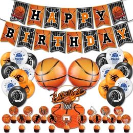 Other Event Party Supplies Basketball themed party decoration Sports boy birthday pull flag cake card balloon set layout supplies 231102