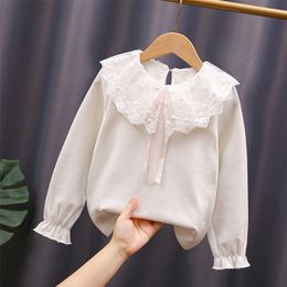 Kids Shirts 110-160 Spring Summer Winter Princess Wool Velvet Chiffon Bottom T-shirt Solid Children's Student Girls' Clothing 2-12y 230403