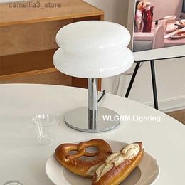 Desk Lamps Macaron Glass Table Lamp Egg Tart Desk Light Bedroom Living Room Atmosphere Lamps Night Light Girl Bedroom Bedside Decor Q231104