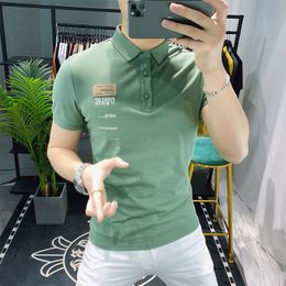 Men s Polos Top Summer Green Shirt Short Sleeve T shirt Lapel Plus Size Y2K Casual Korean oversized t shi 230403