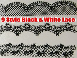 18pcs Black White Lace Nail Art Water Decals Transfer Transfers DECAL Nail Art Wrap Wraps Sexy Strip Tattoo FOR NATURAL FALSE 1198901