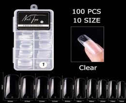 False Nails 100 Pcs Coffin Nail Tips Transparent Fake Fingernails Artifical Manicure DIY Tools1779446