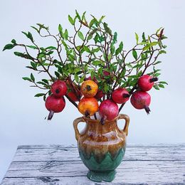 Decorative Flowers Artificial Pomegranate Fruit Plastic Plants Branches Home DIY Wedding Decor Christmas Gift Flower Arrangement