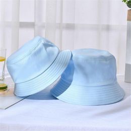 Berets 2023 Spring Solid Color Blue Black Foldable Bucket Hat Beach Sun Street Headwear Fisherman Outdoor White Cap Woman