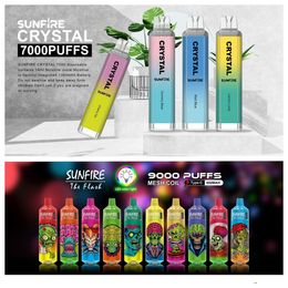 Original R Sunfire M Tornado Puff 9000 Disposable Vape pen Pod Device Puff 9k Rechargeable optional e cigarette puffs 9000 12k 10k Crystal 7000 Bar PUFF Vapes Dampfen