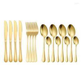 Dinnerware Sets Tablewellware Gold Cutlery Fork Spoon Knife Set 16 Pcs Kitchen Portable Silverware Box Eco Friendly Cubiertos