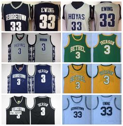 Bethel High School Allen Iverson Jerseys 3 Georgetown Hoyas College Basketball Patrick Ewing Jerseys 33 Team Color Navy Blue Grey White