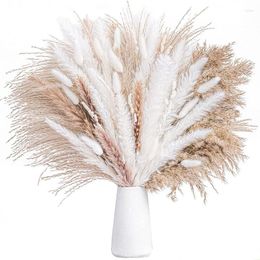 Decorative Flowers 92pcs Natural Dry Pampas Grass Bouquet Boho Home Decorate Artificial Wedding Flower Arrangement Party Decor Living Room