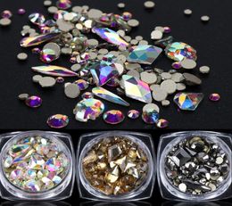 1 Box Shiny Diamond 3D Nail Art Rhinstones Mixed Round Rhombus Stones Flat Back Nail Gem Jewellery Set Glitter Decorations LY16074197980