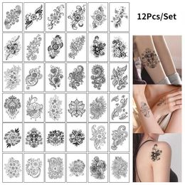 Temporary Tattoos 12pcs/set Tatuajes Temporales Sexy Fake Tattoo for Woman Hands Arm Body Waterproof Temporary Tattoos Tatouage Temporaire Femme Z0403