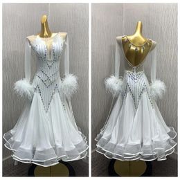 Stage Wear GOODANPAR Customised Ballroom Dance Dress Standard For Competition Modern White