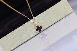 Brand Luxury 9mm mini Clover Designer Pendant Necklaces Womens 18K Gold white black Stone Charm Elengant Choker Necklace Jewellery