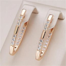 New 585 Rose Gold Color Earrings For Women Girl Fashion Geometric Natural Zircon Drop Earring High Quality Daily Jewelry GC2434