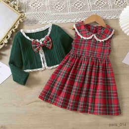 Clothing Sets Kid Christmas Dress Sets for Girls Autumn Winter Long Sleeve Lace Children Clothing
