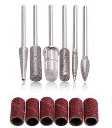 NAD001 6Pcs Nail Art Drill Bits Replace Sand paper Head Set with Case for Gel Polish Tips Grinding Polishing Shaping Machine6763738