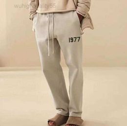 Streetwear Womens Classic 1977 Letter Print Loose Drawstring Oversize High Street Sweatpants Joggers Hip Hop