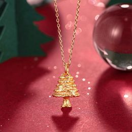 Chains Cute Fashion Christmas Tree Crystal Pendant Necklace For Women Girls Xmas Chain Choker Feminine Jewellery Party Gift