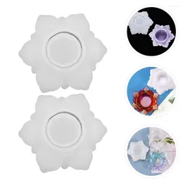 Candle Holders 2 Pcs Lotus Candlestick Mould Moulds Silicone DIY Jewellery Craft Silica Gel Making