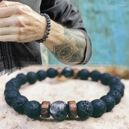 Strand Volcanic Stone Bracelet For Men Lava Wooden Tibetan Buddha Wrist Chain Women Jewellery Gift Bracelets Wholesale