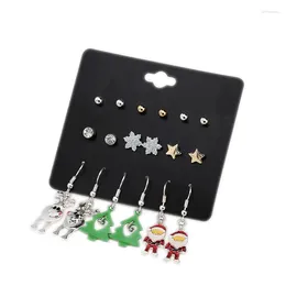 Stud Earrings 9 Pairs/lot Christmas Tree Father Elk Earring Set Fashion Snowflake Pentagram Ear Studs Aretes De Mujer Modernos 2023