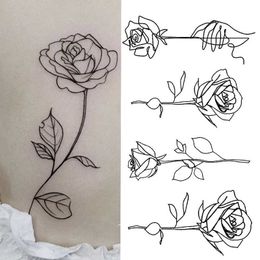 Temporary Tattoos Temporary Tattoo Stickers Men Women Waterproof Black Tattoo Flower Rose Butterfly Water Transfer Body Hand Art Temporary 1pcs Z0403