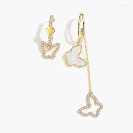 Dangle Earrings & Chandelier Trendy C-shaped Asymmetric Hollow Butterfly Drop For Women Twin Oil Earring Female Fashion JewelryDangle Kirs22