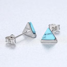 New Fashion Triangle Turquoise S925 Silver Stud Earrings Jewellery Charm Women High Grade Personalised Earrings for Women Wedding Party Valentine's Day Gift SPC