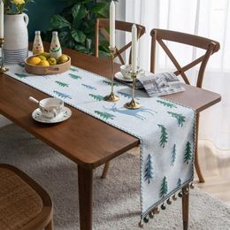 Table Mats Modern Minimalist Flag Christmas Chenille Tassel Household Tablecloth Polyester Fresh For Home Use