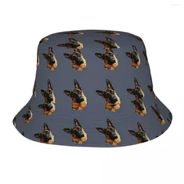 Berets German Shepherd Head Tilt Bob Hats Summer Beach Hatwear Merchandise Puppy Dog Fisherman Caps For Outdoor Teen Hat Foldable