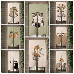 Sheer Curtains Door Cat Funny Cute Room Nolan Decor Partition Drape Kitchen Entrance Hanging Half- 80x120CM 230403