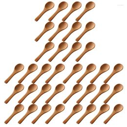 Dinnerware Sets 150 Pieces Small Wooden Spoons Mini Nature Wood Honey Teaspoon Cooking Condiments (Light Brown)