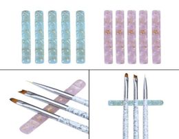 Nail Art Kits 5pcs Brushes Pen Holder Five Grid Acrylic Nails Salon Brush Rack Clear Stand Manicure Tools4024755