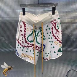 New RHUDE Shorts Men Women Knitted High Quality Yellow Drawstring Summer Beach Rhude Shorts RD222382
